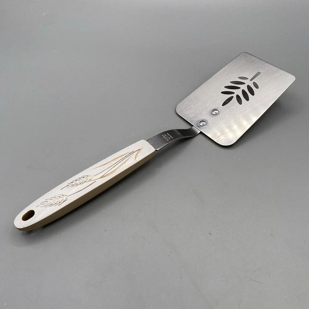 Vintage Maid Of Honor Slotted Spatula 10 in Wheat Pattern Short Handle Stainless